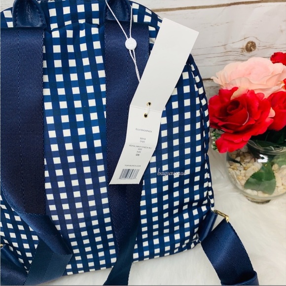 Tory Burch Navy and White Checkered Backpack - Picture 8 of 16